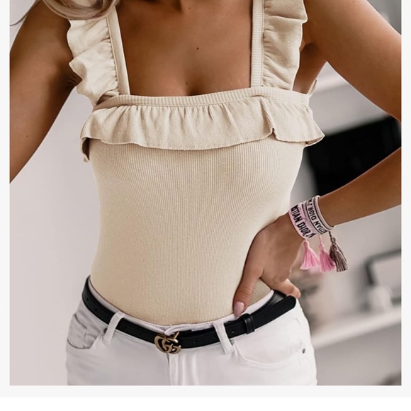 Women's Cream Ruffle Top - Picture 2 of 6